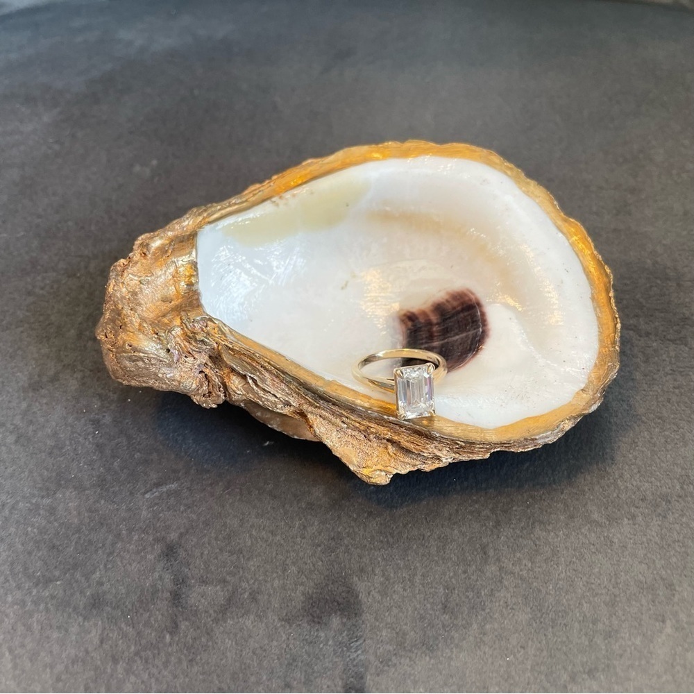 Large Gold Oyster Shell Jewelry Dish